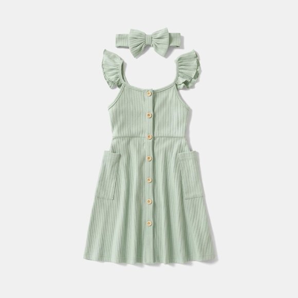 Mommy and Me Matching Dress Summer Sundress with Headband Beachwear - Picture 4 of 6